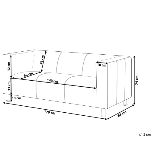 Beliani Sofa 3 Seater FLORO Chenille Light Green 2
