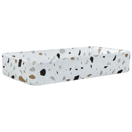 Beliani Countertop Basin NULES 610 x 350 mm Ceramic Terrazzo Effect White 1