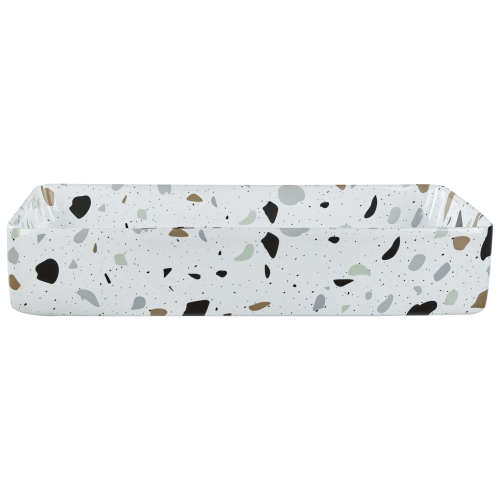Beliani Countertop Basin NULES 610 x 350 mm Ceramic Terrazzo Effect White 2