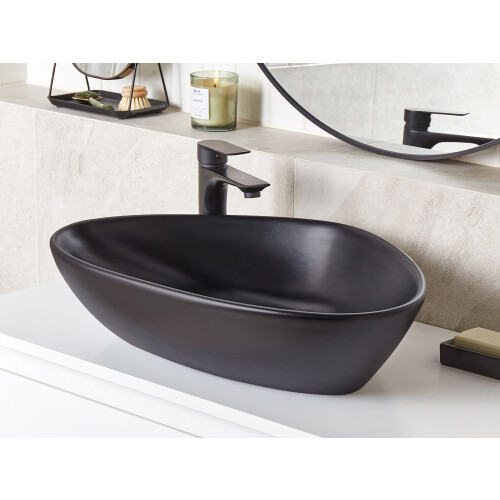 Beliani Countertop Basin TIRIG 600 x 390 mm Ceramic Black 1