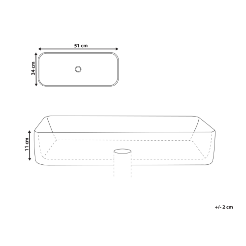 Beliani Countertop Basin NULES 510 x 340 mm Ceramic Terrazzo Effect White 2