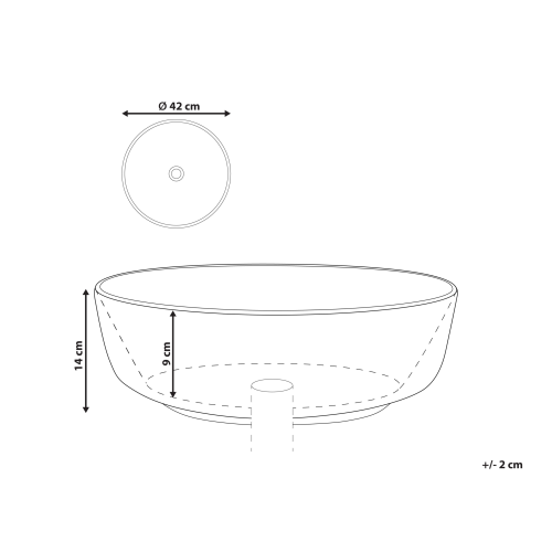 Beliani Countertop Basin HOPI  420 mm Ceramic White Marble 2