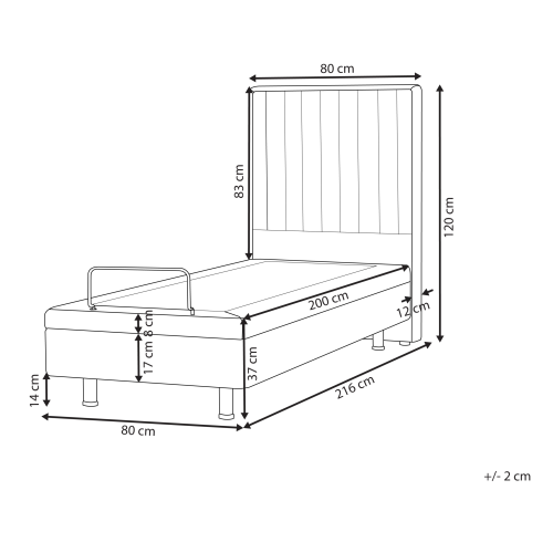 Beliani Adjustable Bed Fabric CASTELLAN 80 x 200 cm (EU Small Single) Light Beige 2