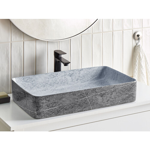 Beliani Countertop Basin ARTAJ 610 x 350 mm Ceramic Grey Concrete Effect 1