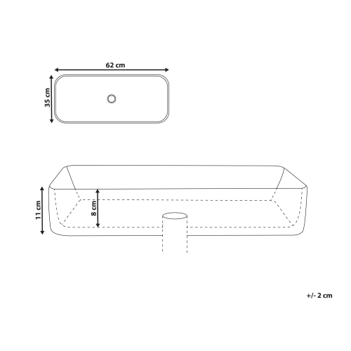 Beliani Countertop Basin IPALA 620 x 350 mm Ceramic White Marble 2