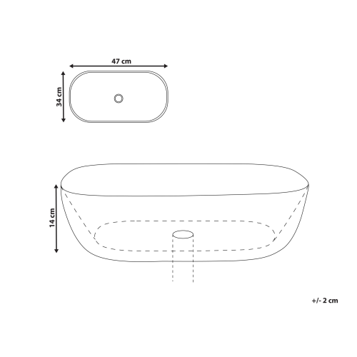 Beliani Countertop Basin HOPI 470 x 340 mm Ceramic White Marble 2