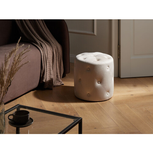 Beliani Pouffe COROLLA Velvet Off-White 1