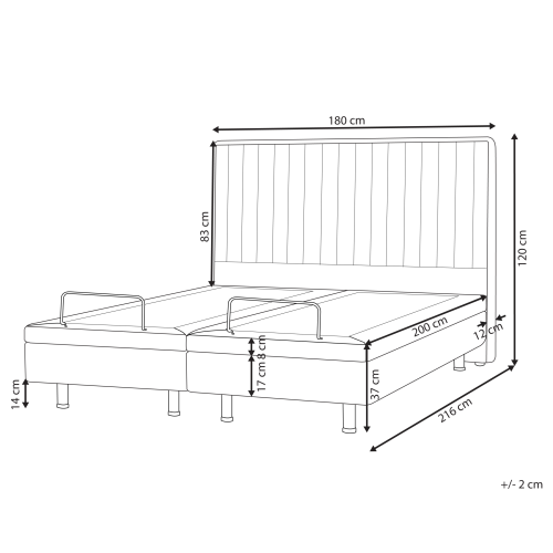 Beliani Adjustable Bed Fabric CASTELLAN 180 x 200 cm (Super King) Light Beige 1