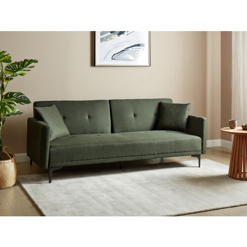 Beliani Sofa Bed 3 Seater LUCAN Fabric Green 1
