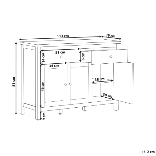 Beliani 3 Door Sideboard ATOCA Off-White 2