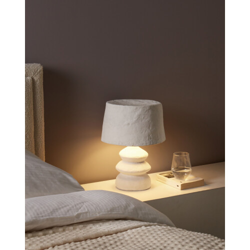 Beliani Table Lamp ARAPEY Papier-Mâché White 1