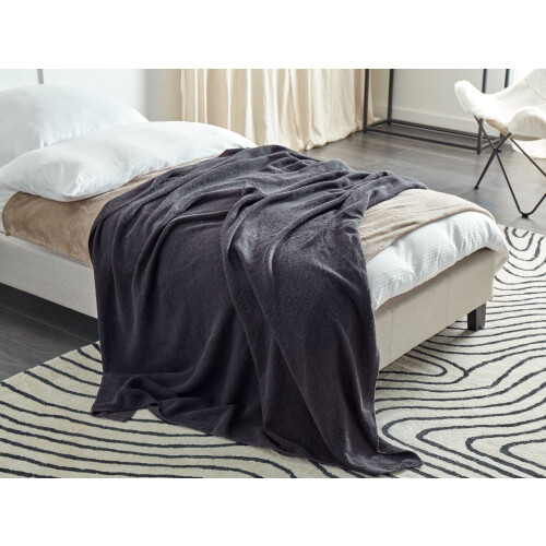 Beliani Blanket ASAKA Cotton 130 x 180 cm Dark Grey 1
