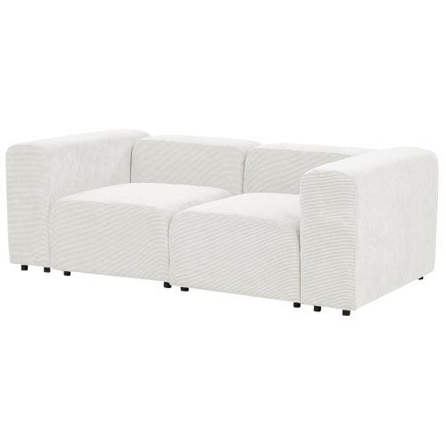 Beliani Modular Sofa 2 Seater FALSTERBO Corduroy Off-White 2