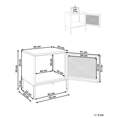 Beliani Bedside Table OSSETT Metal Black 2