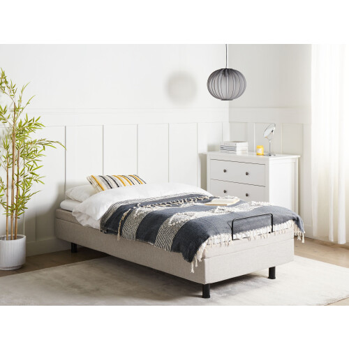 Beliani Adjustable Bed without Headboard Fabric DUKE 90 x 200 cm (EU Single) Beige 1