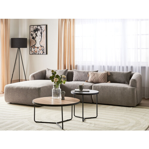 Beliani Corner Sofa 3 Seater SVANSELE Fabric Taupe Right Hand 1