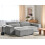 Beliani Modular Sofa 3 Seater HELLNAR Grey Fabric with Ottoman 2