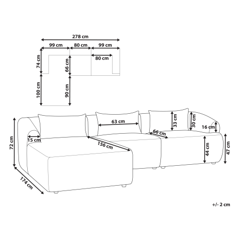 Beliani Corner Sofa 3 Seater SVANSELE Fabric Taupe Right Hand 2