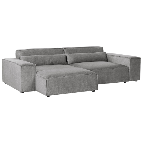 Beliani Modular Corner Sofa 3 Seater HELLNAR Right Hand Grey Fabric 2