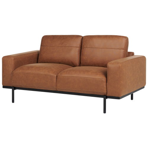Beliani Sofa 2 Seater SOVIK Faux Leather Brown 1