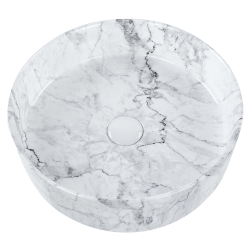 Beliani Countertop Basin MANIS  400 mm Ceramic White Marble 1