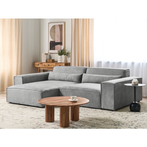 Beliani HELLNAR 3 Seater Modular Corner Sofa Right Hand Grey Fabric 1
