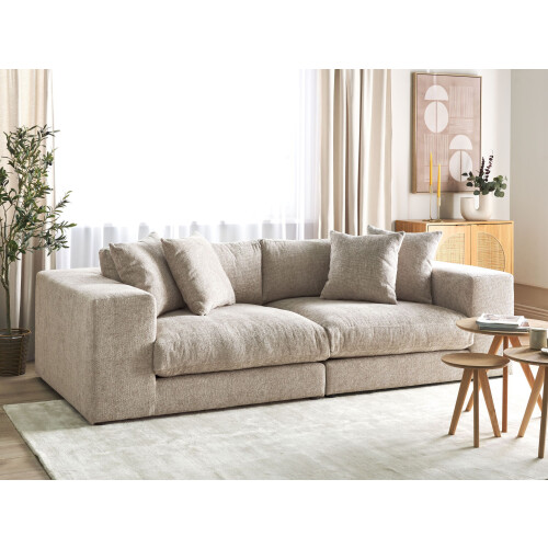 Beliani Sofa 3 Seater GLORVIKA II Fabric Taupe 1