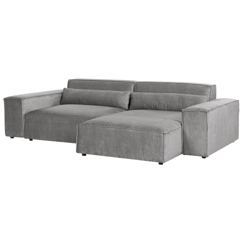 Beliani Modular Corner Sofa 3 Seater HELLNAR Left Hand Grey Fabric 2