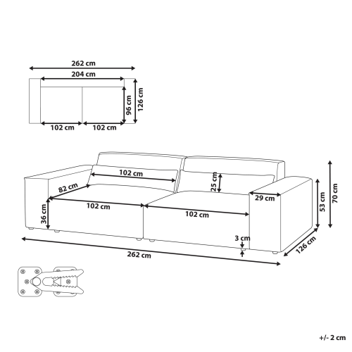 Beliani Modular Sofa 2 Seater HELLNAR Grey Fabric 2