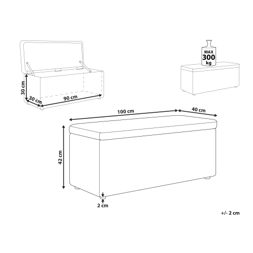Beliani Storage Ottoman OREM Fabric Beige 2