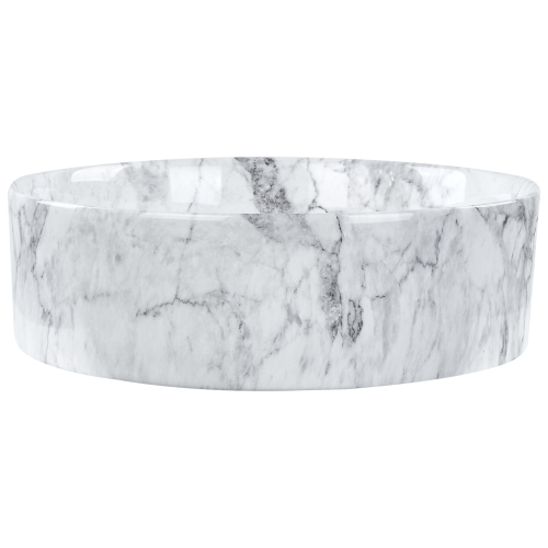 Beliani Countertop Basin MANIS  400 mm Ceramic White Marble 2