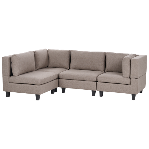 Beliani Modular Corner Sofa 4 Seater UNSTAD Right Hand Brown Fabric 2