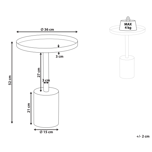 Beliani Side Table CAMELO II Metal White 1