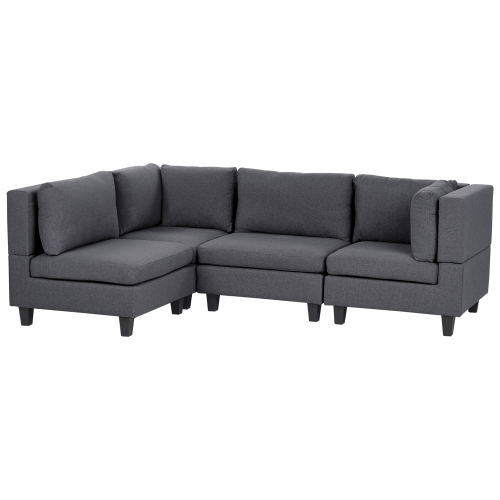 Beliani Modular Corner Sofa 4 Seater UNSTAD Right Hand Dark Grey Fabric 1