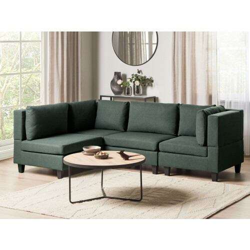 Beliani Modular Corner Sofa 4 Seater UNSTAD Right Hand Dark Green Fabric 1