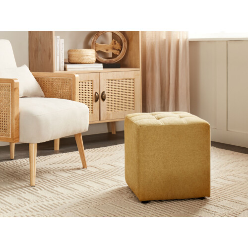 Beliani Pouffe KANSAS Fabric Yellow 1
