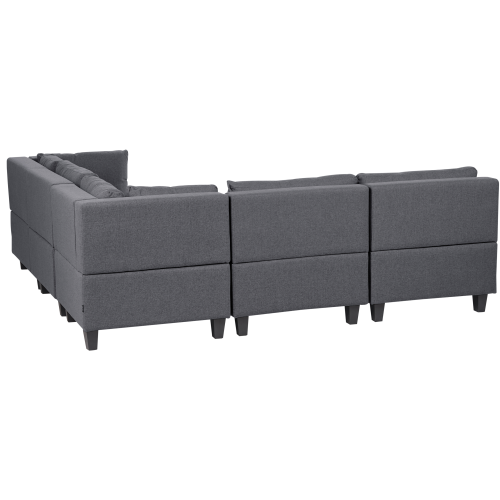 Beliani UNSTAD 5 Seater Modular Corner Sofa Left Hand Dark Grey Fabric with Ottoman 2