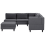 Beliani UNSTAD 5 Seater Modular Corner Sofa Left Hand Dark Grey Fabric with Ottoman 5
