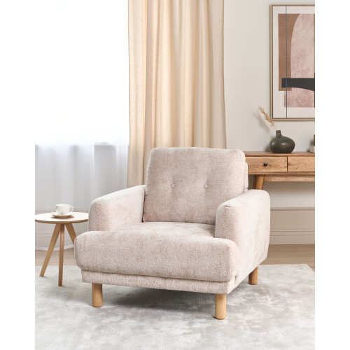 Beliani Armchair TUVE Boucle Beige 1