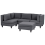 Beliani Modular Corner Sofa 4 Seater UNSTAD Right Hand Dark Grey Fabric with Ottoman 4