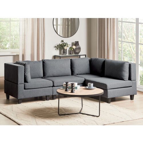 Beliani UNSTAD 4 Seater Modular Corner Sofa Left Hand Dark Grey Fabric 1