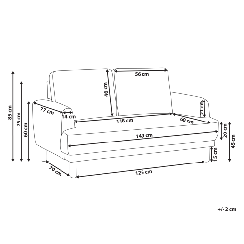 Beliani Sofa 2 Seater TUVE Fabric Off-White 1