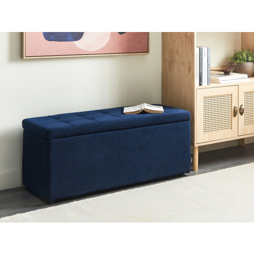 Beliani Storage Ottoman OREM Fabric Navy Blue 1