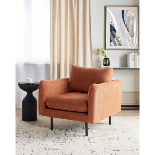 Beliani Armchair VINTERBRO Chenille Golden Brown 1