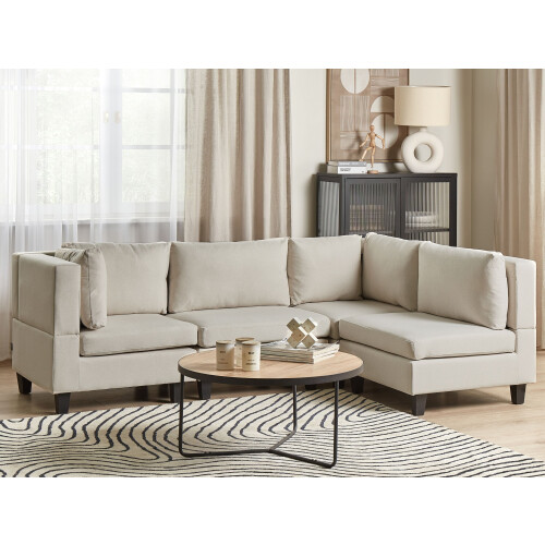 Beliani UNSTAD 4 Seater Modular Corner Sofa Left Hand Light Beige Fabric 1