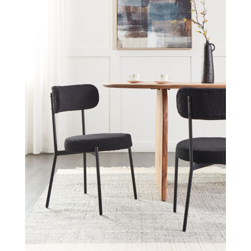 Beliani Set of 2 Dining Chairs ALLISON Boucle Black 1