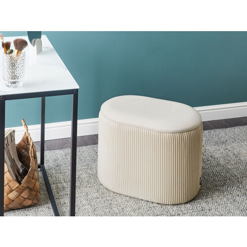 Beliani Storage Pouffe RICHLAND Velvet Light Beige 1