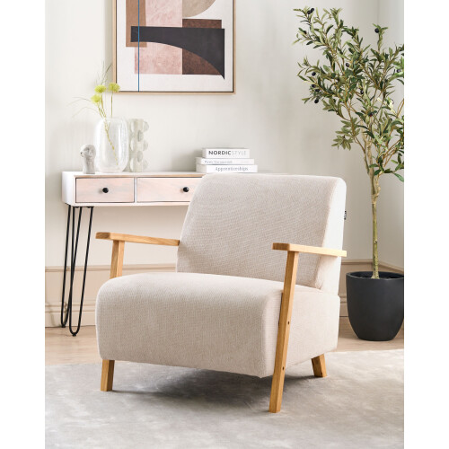 Beliani Armchair LESJA Fabric Light Beige 1