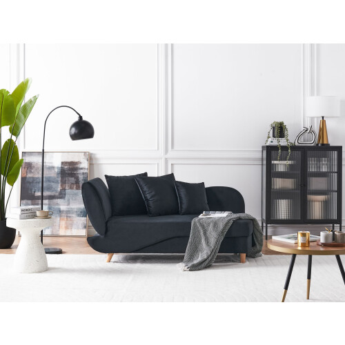 Beliani Left-Hand Chaise Longue MERI with Storage Velvet Black 1