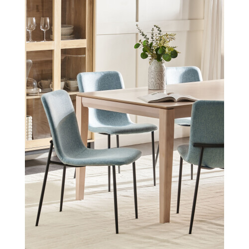 Beliani Set of 4 Dining Chairs GLENDIVE Fabric Light Blue 1